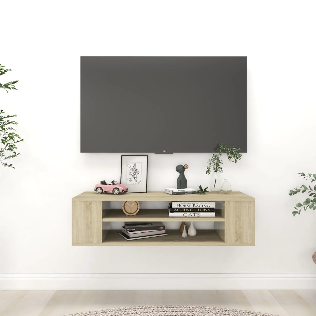 vidaXL Hanging TV Stand Sonoma Oak 39.4"x11.8"x10.4" Engineered Wood