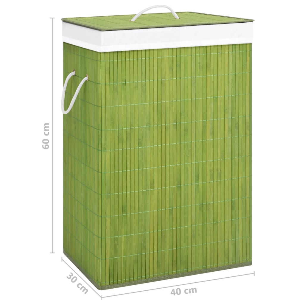 vidaXL Bamboo Laundry Basket Green