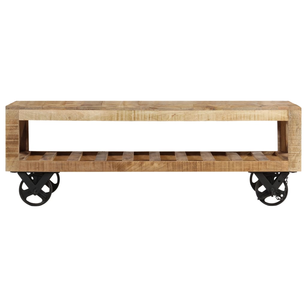 vidaXL Coffee Table with Wheels 43.3"x19.7"x14.6" Solid Mango Wood