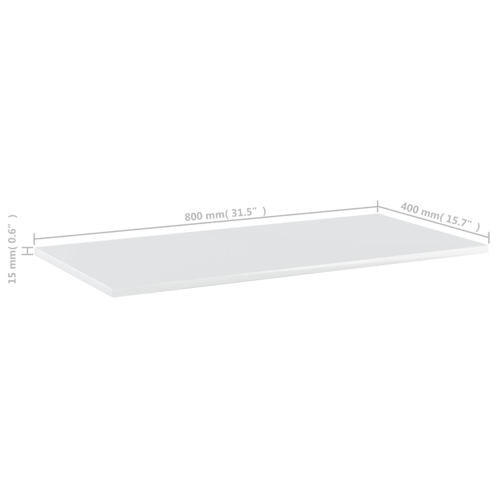 vidaXL Bookshelf Boards 8 pcs High Gloss White 31.5"x15.7"x0.6" Engineered Wood