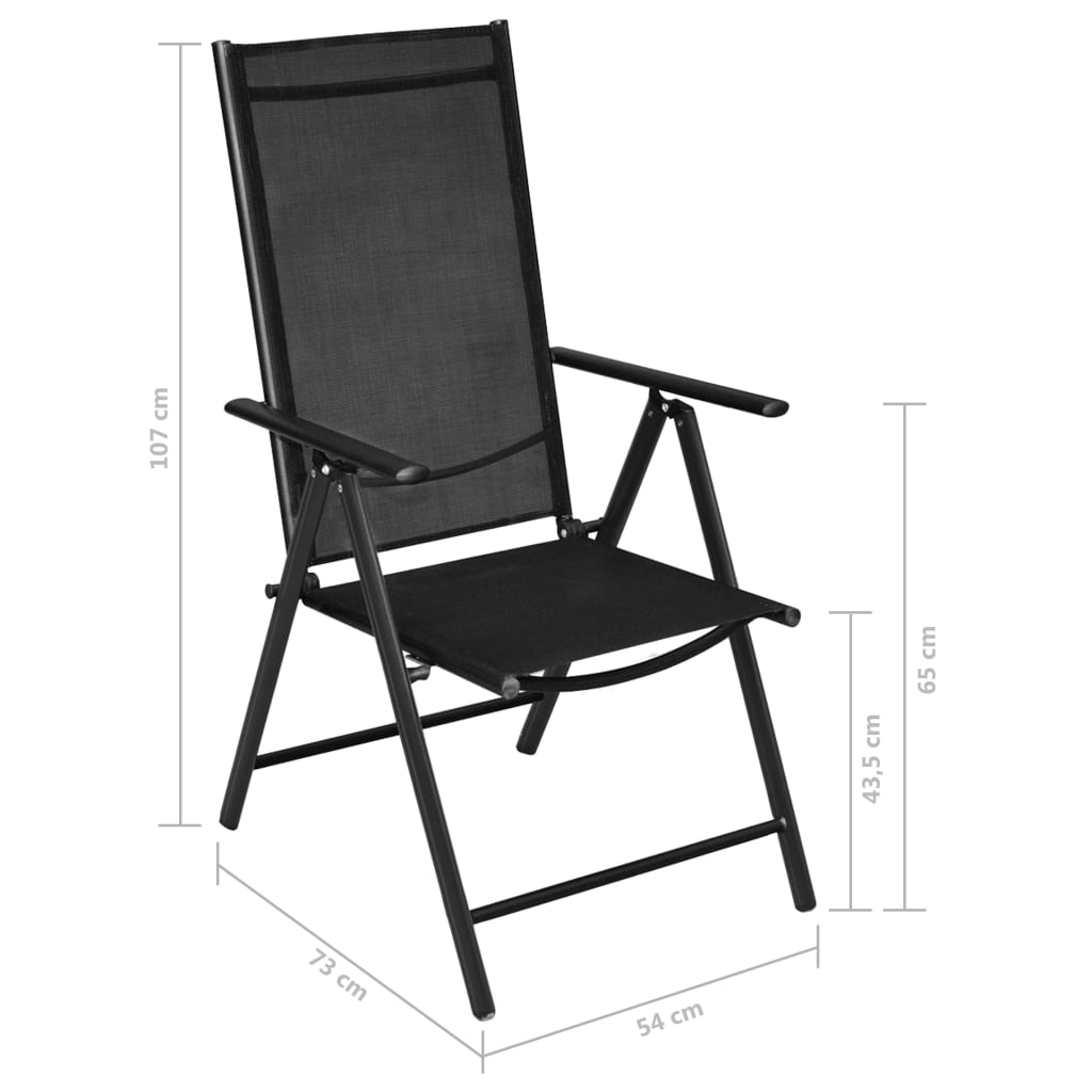 vidaXL Folding Patio Chairs 2 pcs Aluminium and Textilene Black