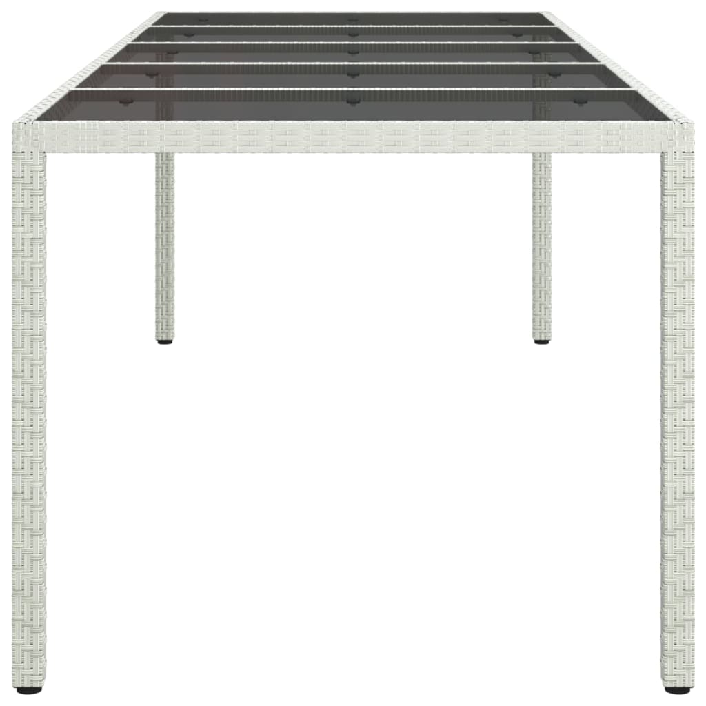 vidaXL Patio Table White 98.4"x39.4"x29.5" Poly Rattan and Tempered Glass