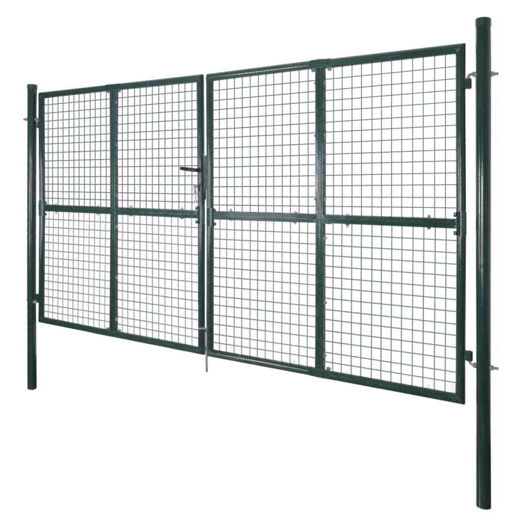 vidaXL Double Door Fence Gate Powder-Coated Steel