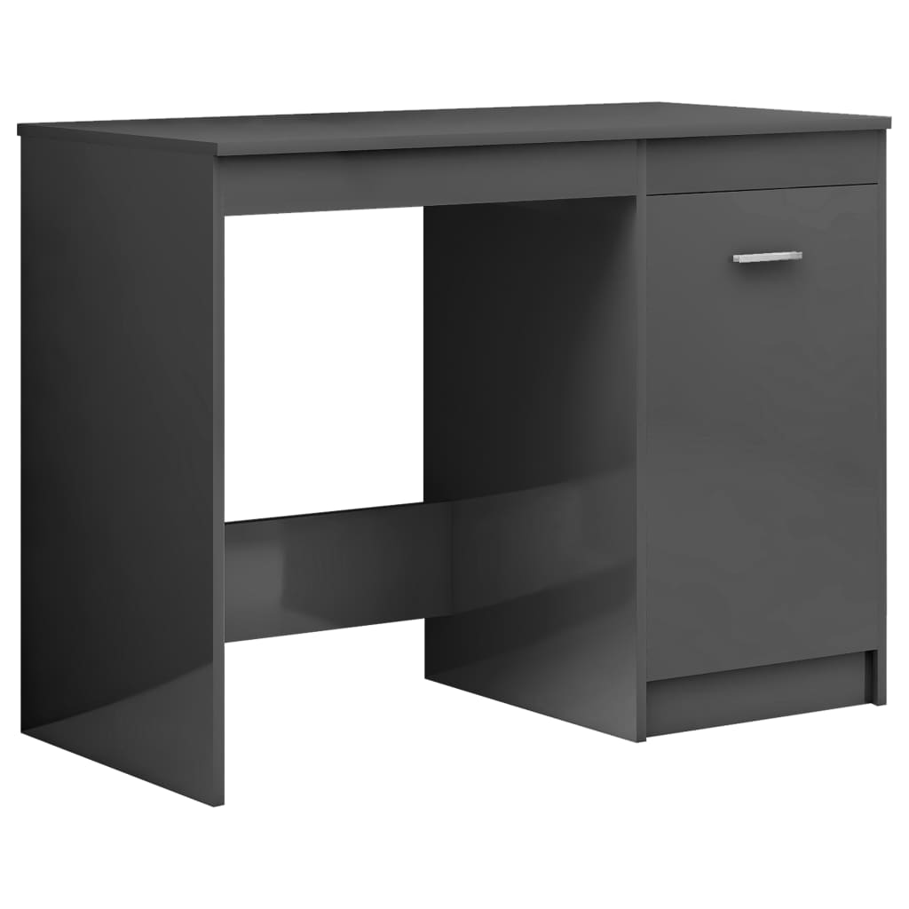 vidaXL Desk High Gloss Gray 55.1"x19.7"x29.9" Engineered Wood