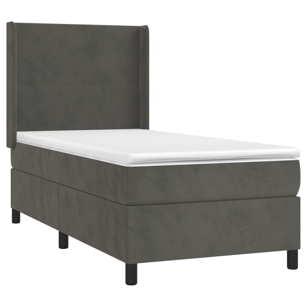 vidaXL Box Spring Bed with Mattress Dark Gray Twin XL Velvet