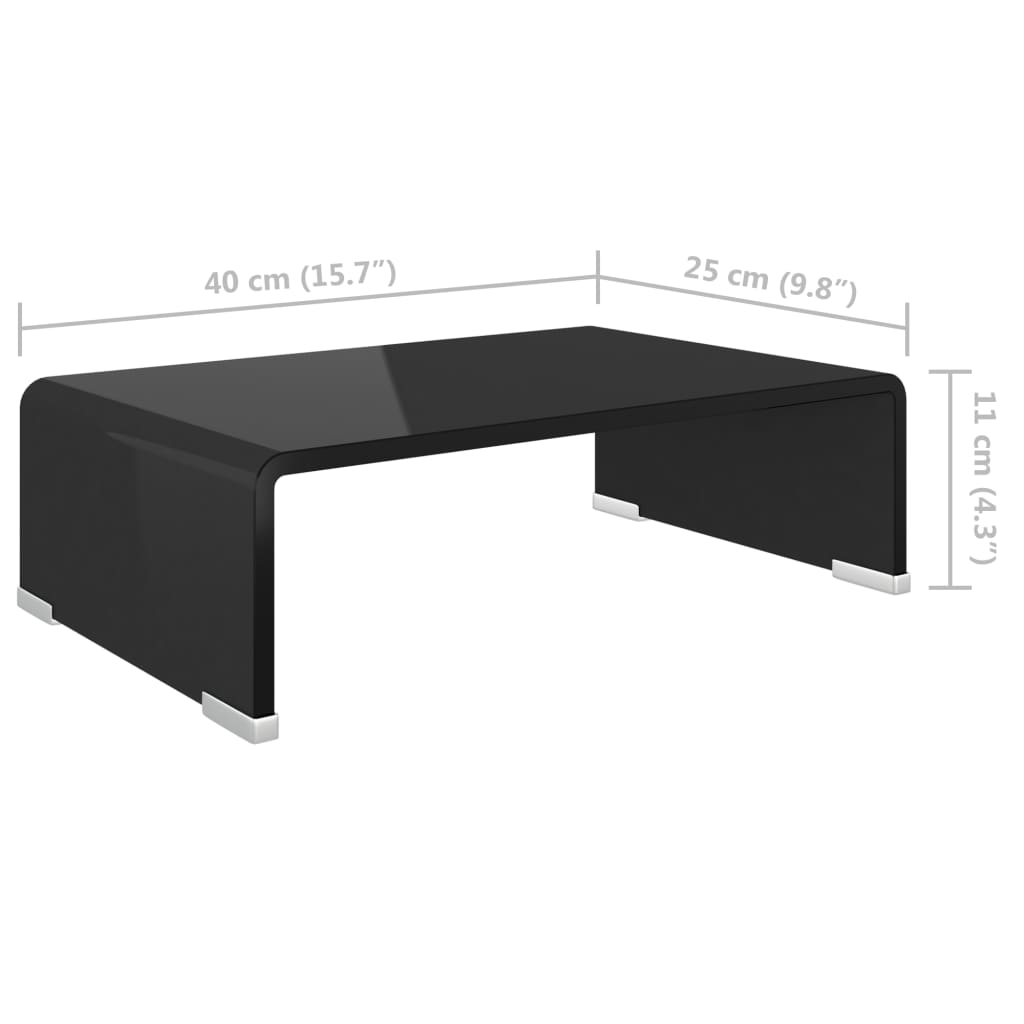 vidaXL TV Stand/Monitor Riser Glass Black 15.7"x9.8"x4.3"