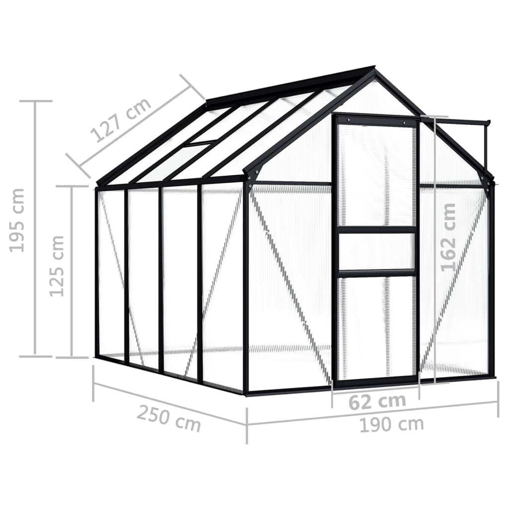 vidaXL Greenhouse Anthracite Aluminum 51.1 ft²