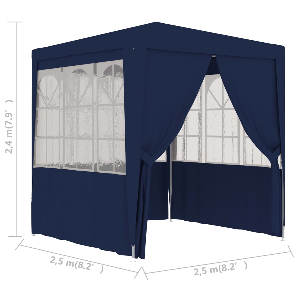 vidaXL Professional Party Tent with Side Walls 8.2'x8.2' Blue 0.3 oz/ft²