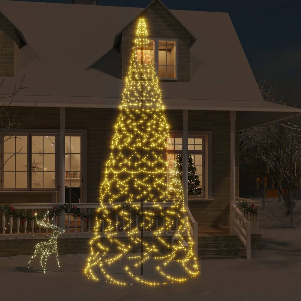 vidaXL Christmas Tree on Flagpole Warm White 1400 LEDs 16 ft