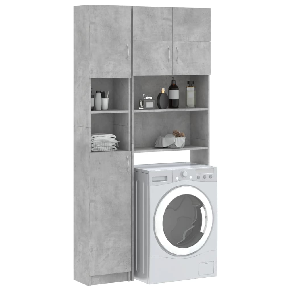 vidaXL Washing Machine Cabinet Set Concrete Gray Engineered Wood