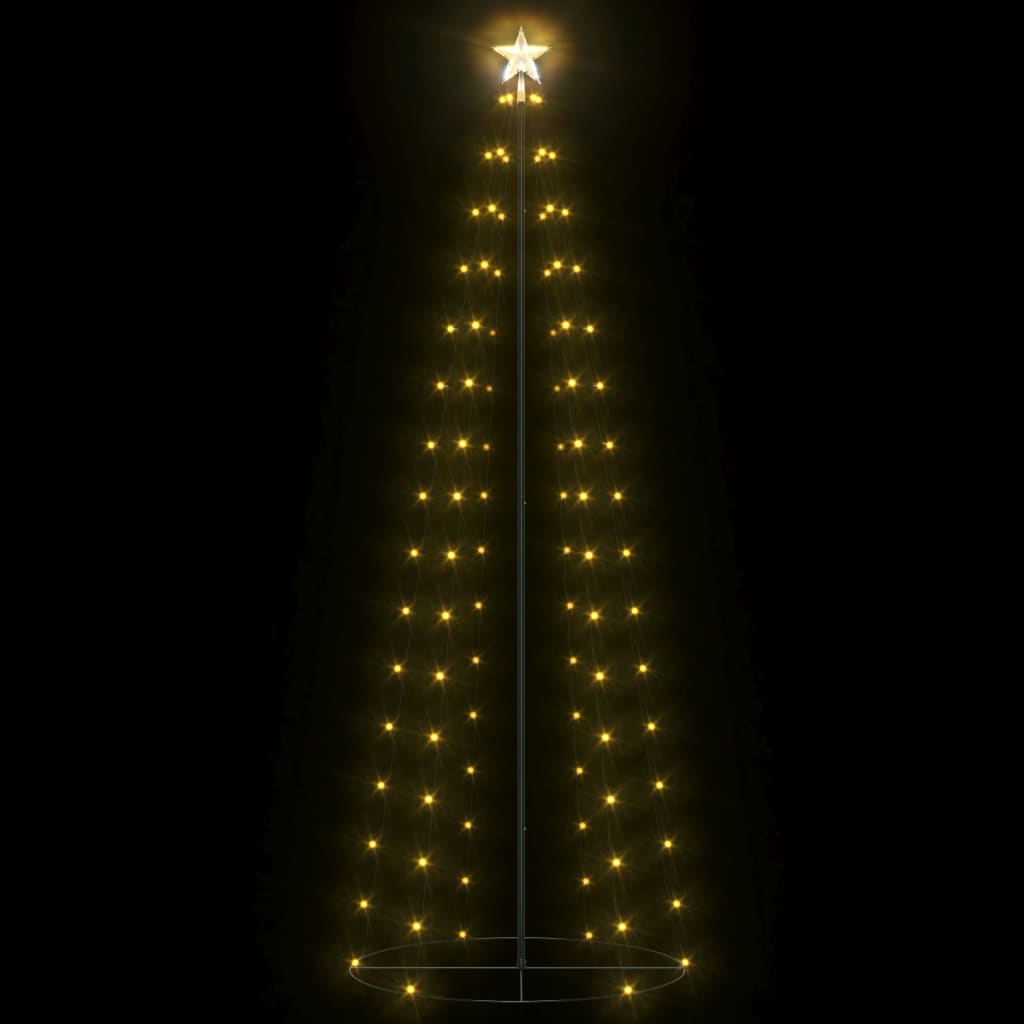 vidaXL Christmas Cone Tree Warm White 100 LEDs Decoration 2x6 ft
