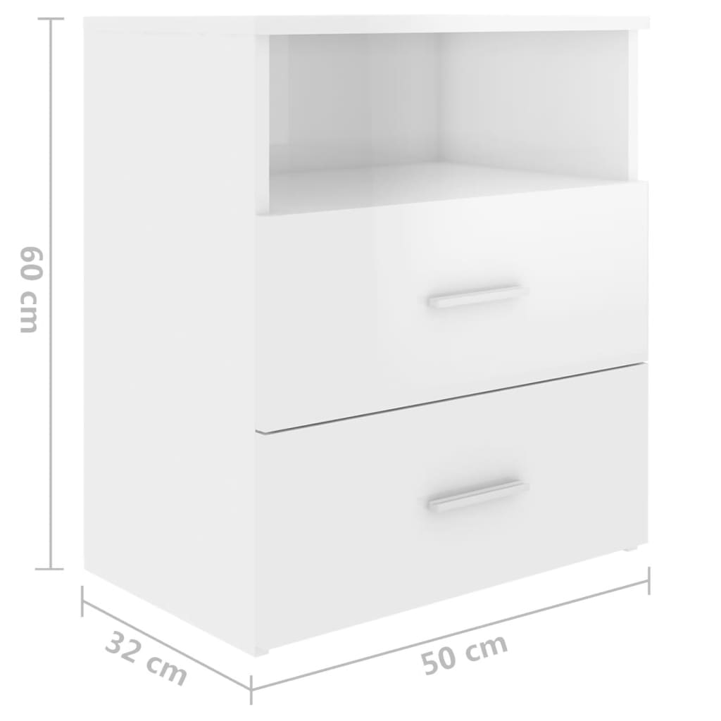 vidaXL Side Cabinets 2 pcs High Gloss White 19.7"x12.6"x23.6"