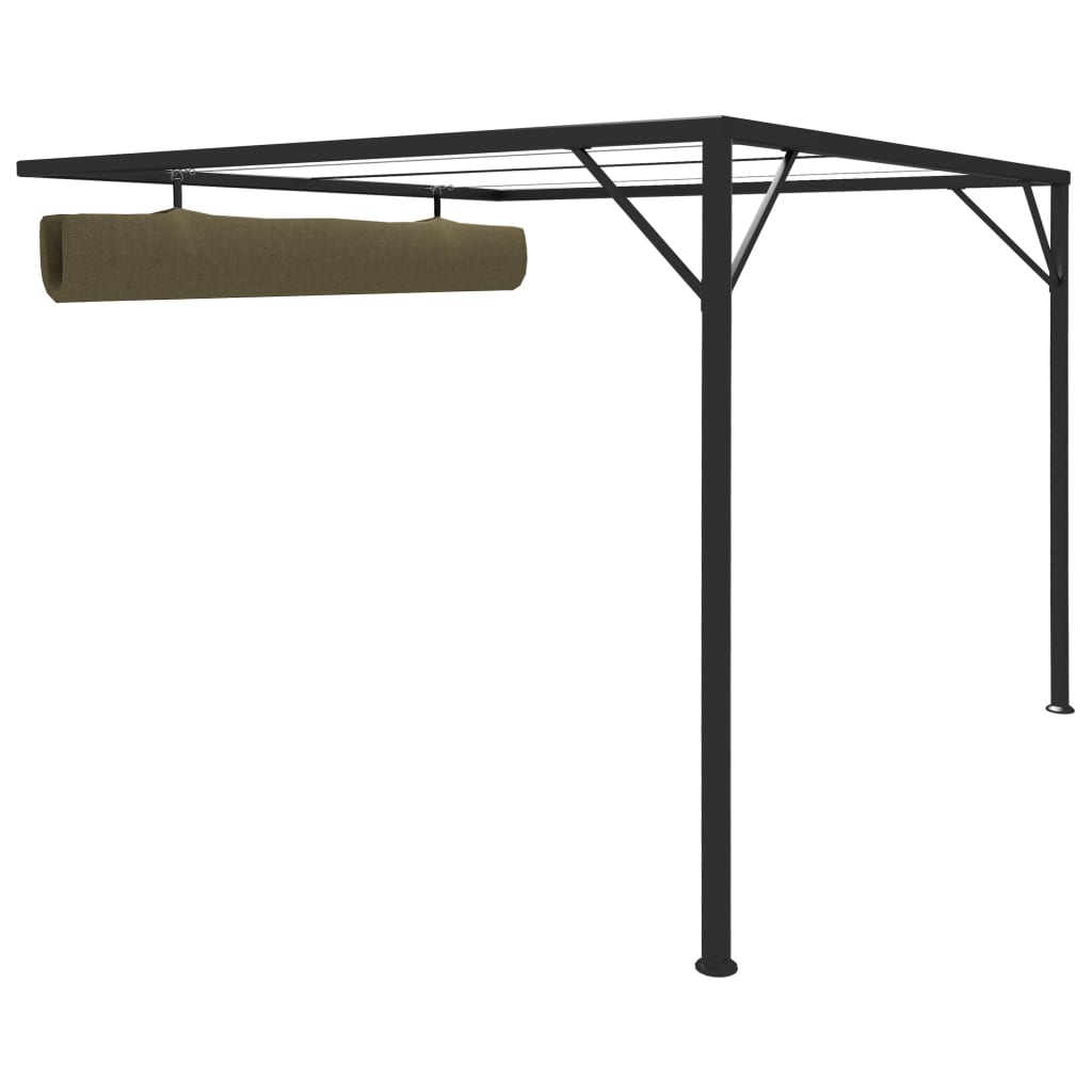 vidaXL Garden Wall Gazebo with Retractable Roof 9.8'x9.8' Taupe 0.6 oz/ft²