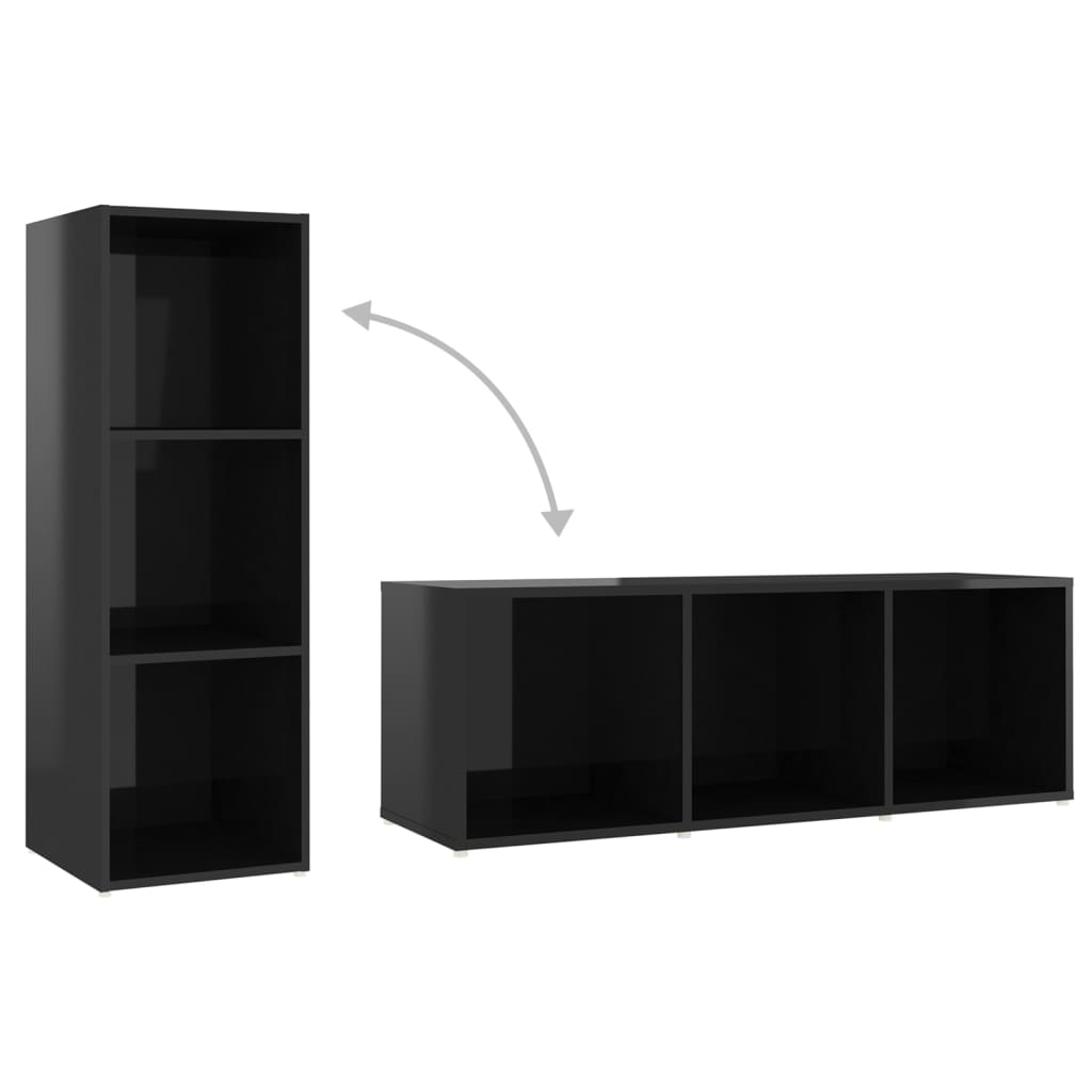 vidaXL TV Stand High Gloss Black 42.1"x13.8"x14.6" Engineered Wood