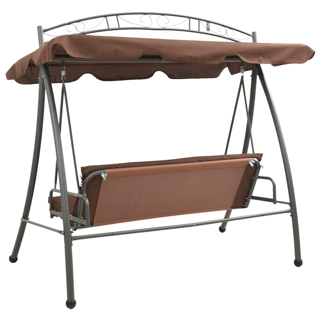 vidaXL Outdoor Convertible Swing Bench with Canopy Coffee