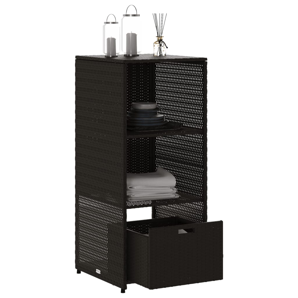 vidaXL Patio Storage Cabinet Black 19.7"x21.7"x45.3" Poly Rattan