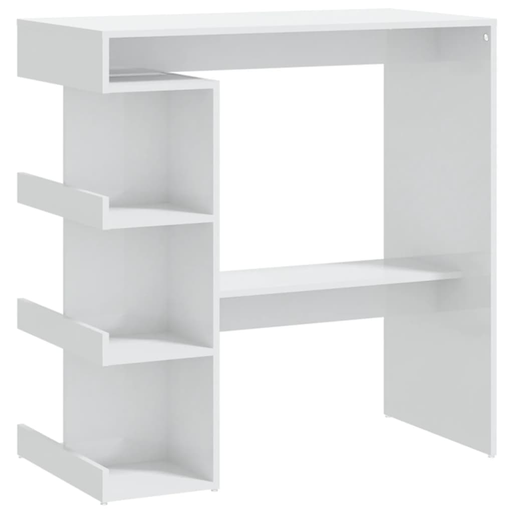 vidaXL Bar Table with Storage Rack High Gloss White 39.4"x19.7"x40"