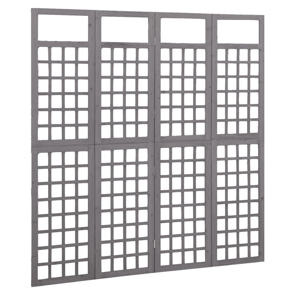vidaXL 4-Panel Room Divider/Trellis Solid Fir Wood Gray 63.4"x70.9"