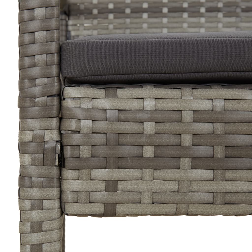vidaXL Patio Bench with Cushion Gray 41.3" Poly Rattan