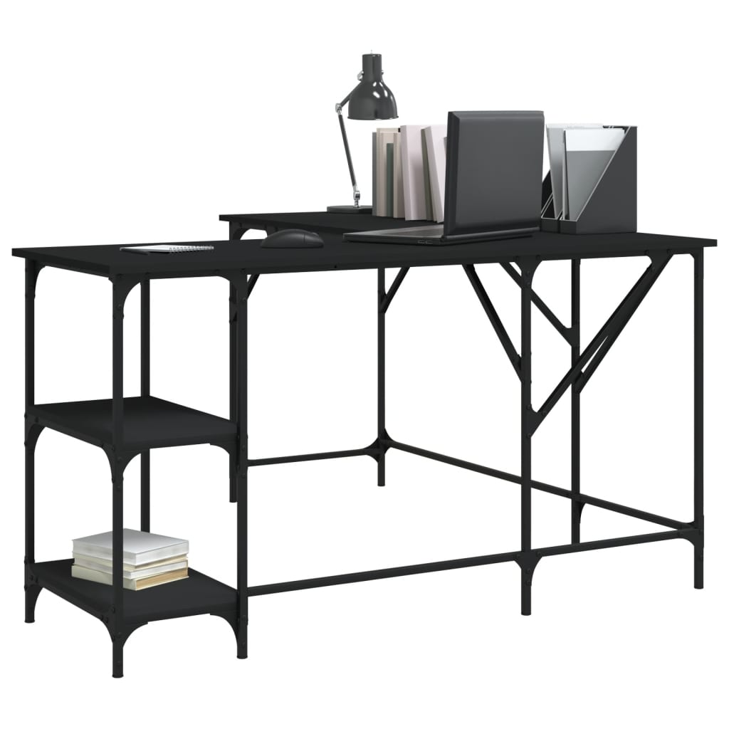 vidaXL Desk Black 54.7"x54.7"x29.5" Engineered Wood