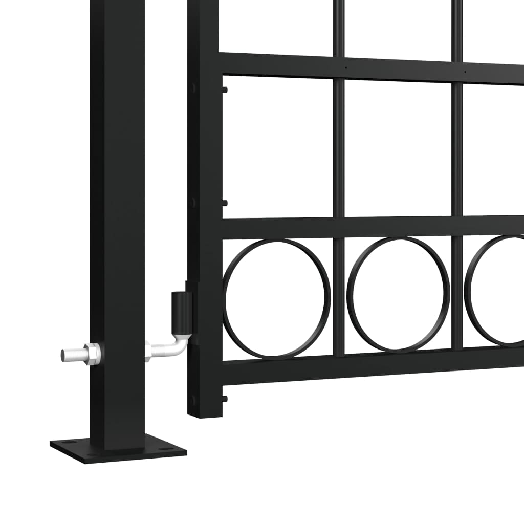 vidaXL Fence Gate with Arched Top and 2 Posts 41.3"x80.3" Black