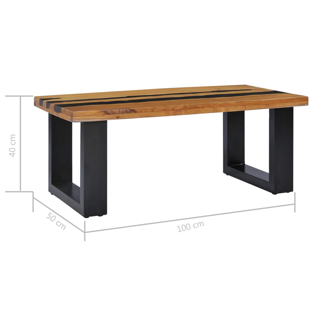 vidaXL Coffee Table 39.3"x19.6"x15.7" Solid Teak Wood and Lava Stone