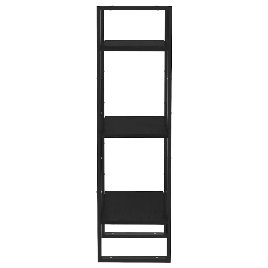vidaXL 3-Tier Book Cabinet Black 15.7"x11.8"x41.3" Solid Pinewood
