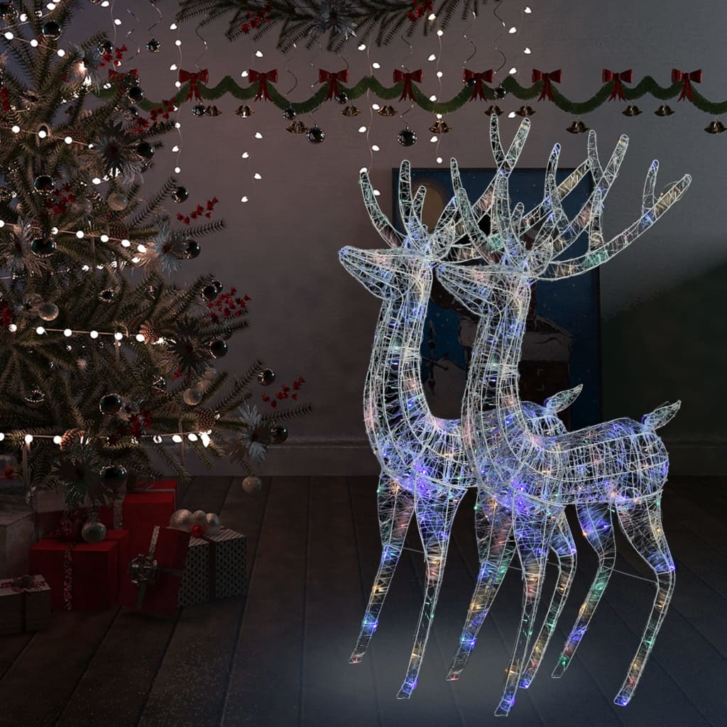 vidaXL XXL Acrylic Christmas Reindeers 250 LED 2 pcs 70.9" Multicolor