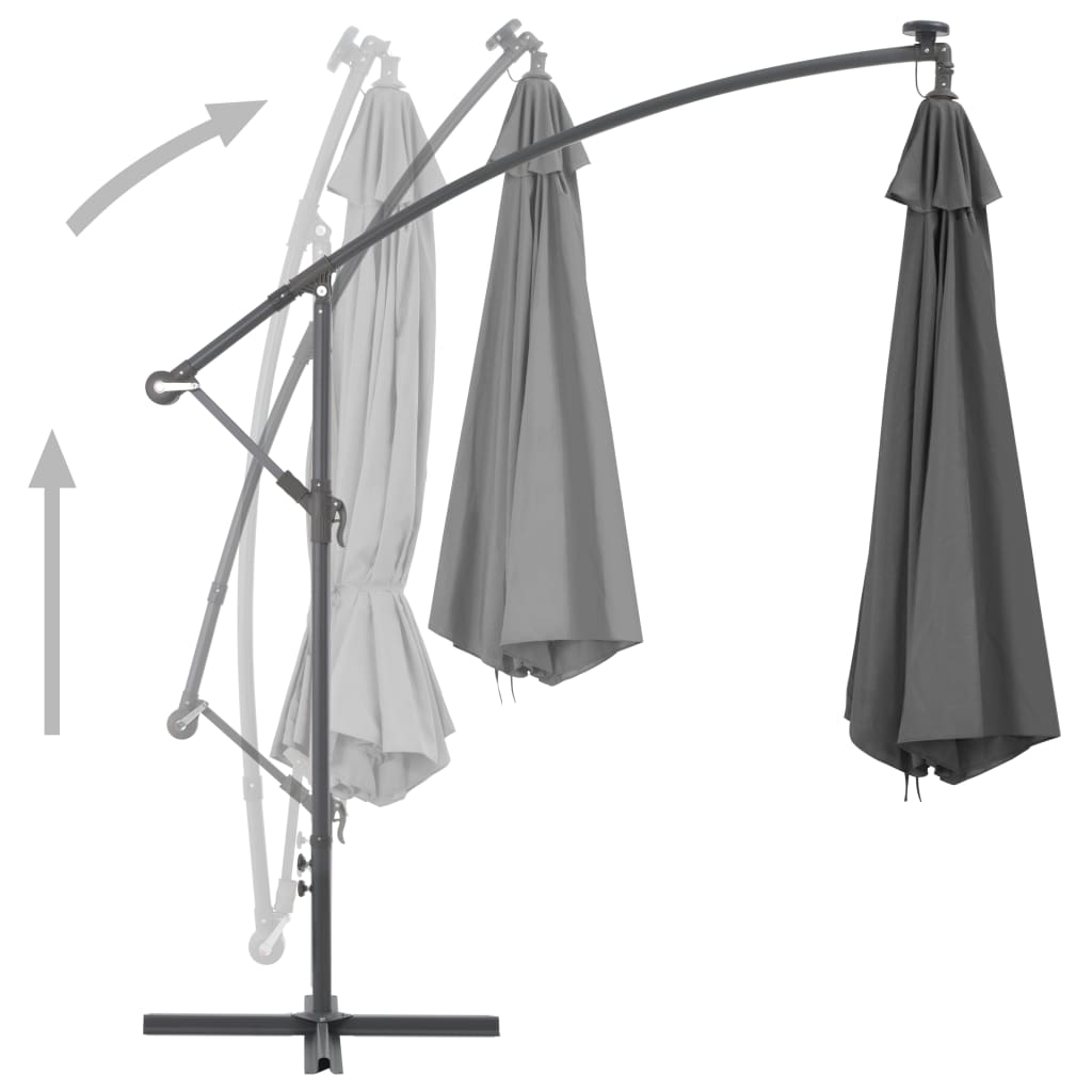 vidaXL Cantilever Umbrella with Steel Pole 118.1" Anthracite