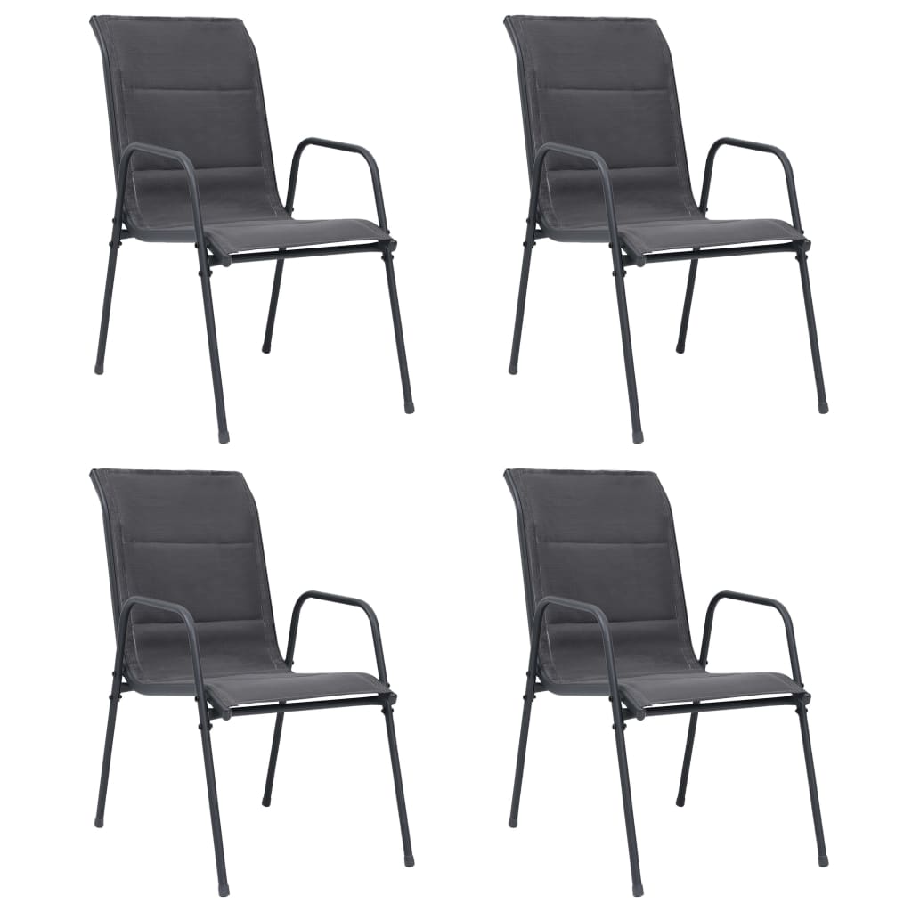 vidaXL Stackable Patio Chairs 4 pcs Steel and Textilene Anthracite