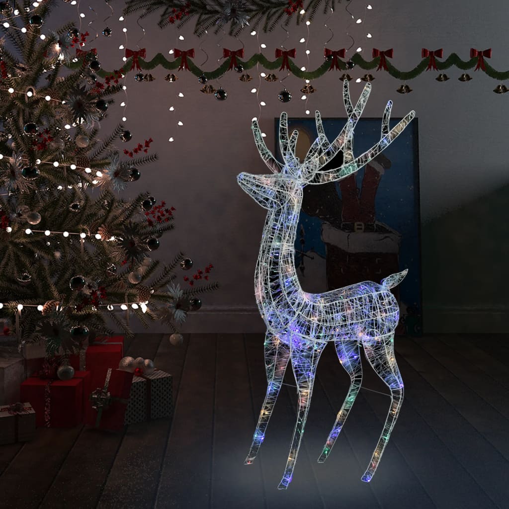 vidaXL XXL Acrylic Christmas Reindeer 250 LED 70.9" Colorful