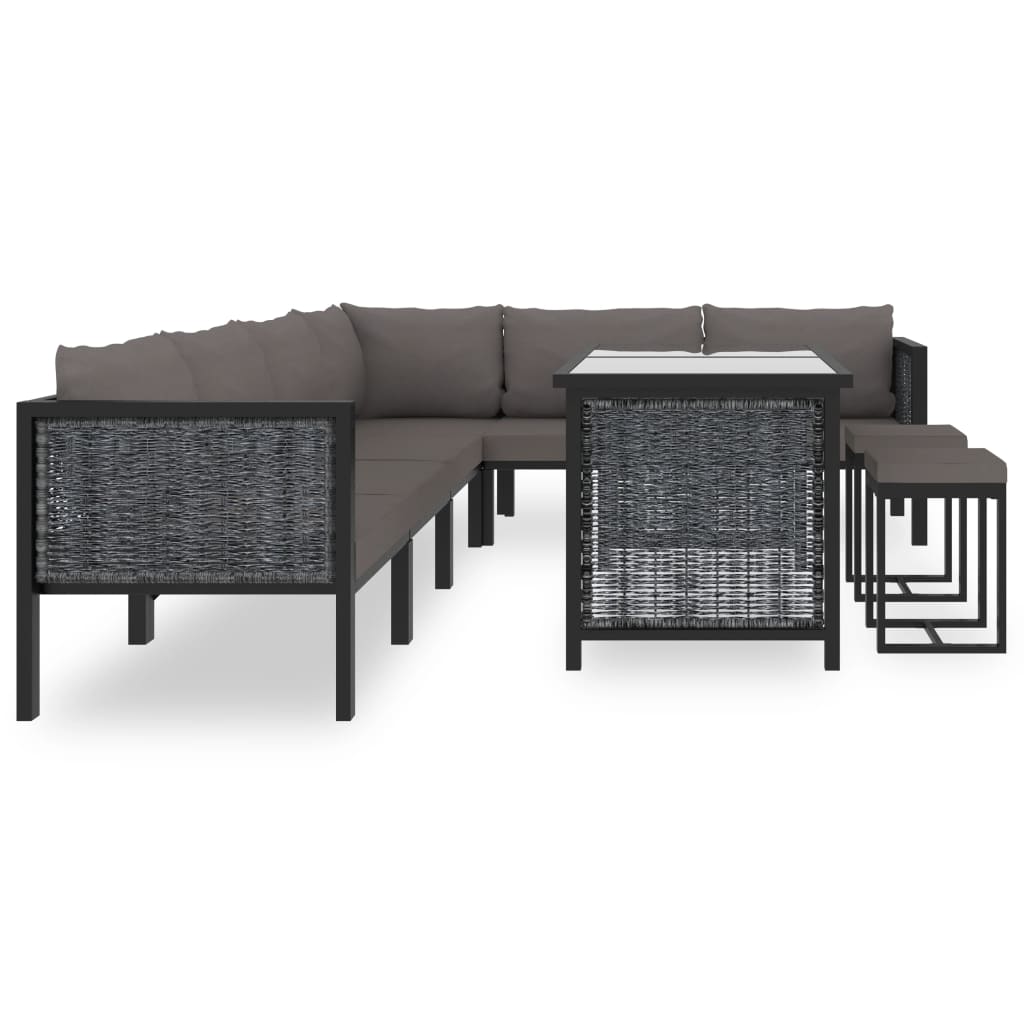 vidaXL 9 Piece Patio Lounge Set with Cushions Poly Rattan Anthracite