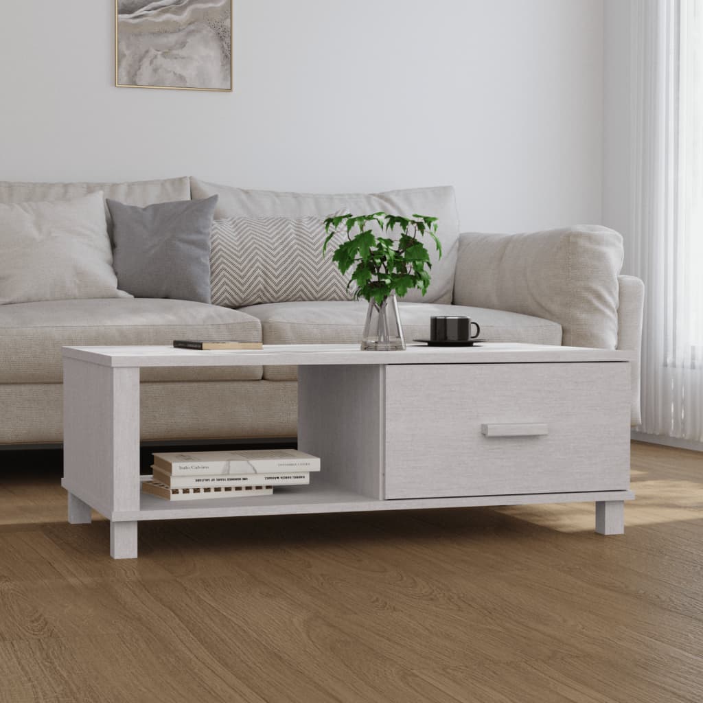 vidaXL Coffee Table HAMAR White 39.4"x21.7"x13.8" Solid Wood Pine