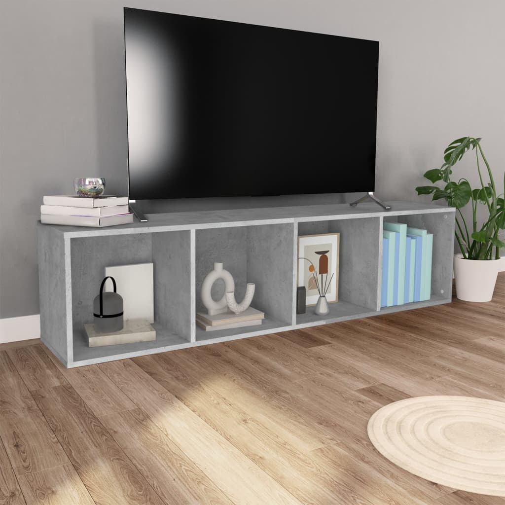 vidaXL Book Cabinet/TV Stand Concrete Gray 14.2"x11.8"x56.3" Engineered Wood