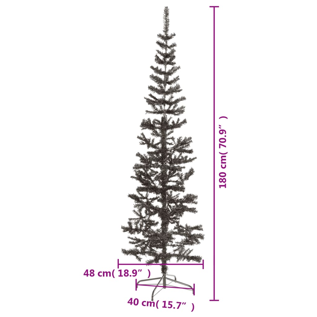 vidaXL Slim Christmas Tree Black 6 ft
