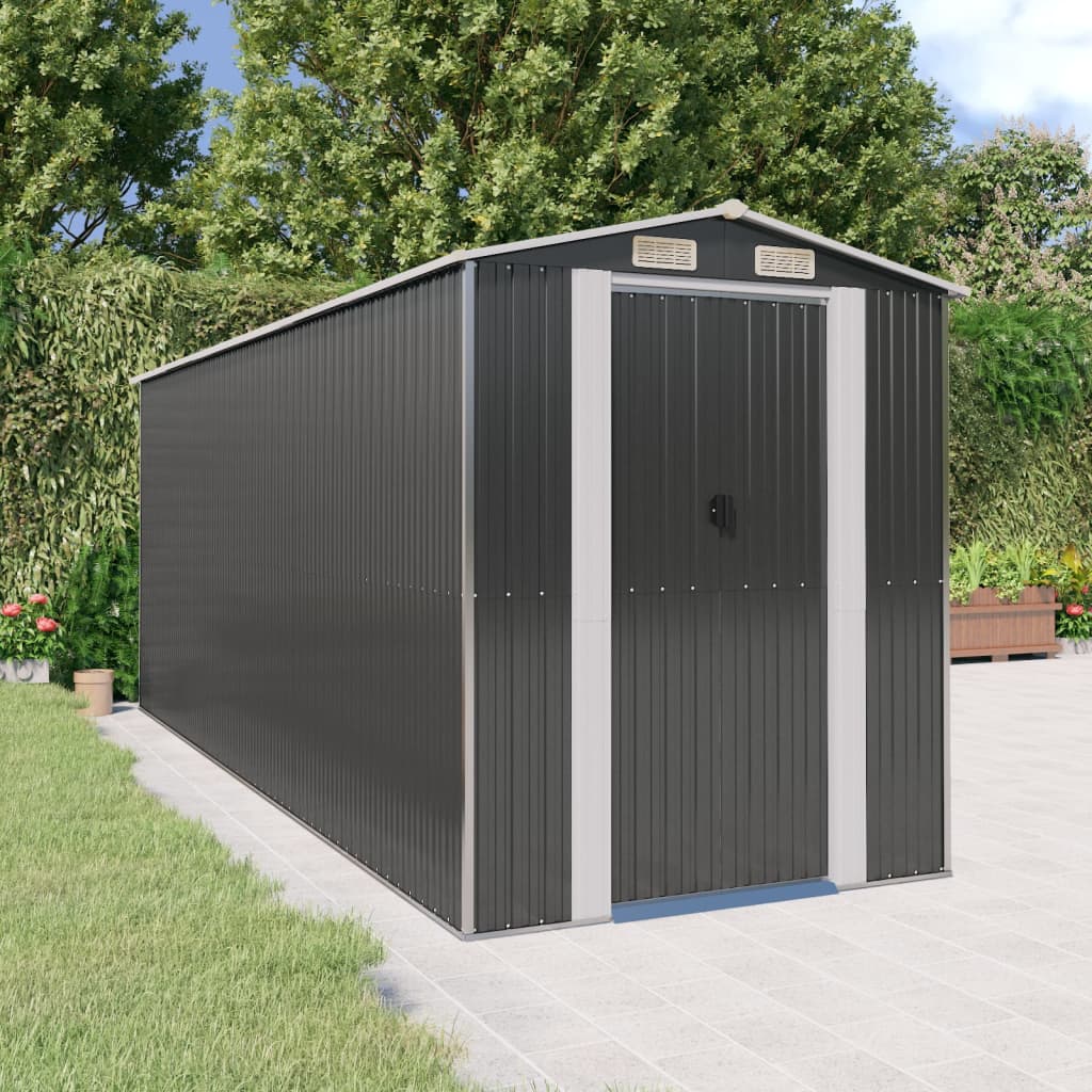 vidaXL Garden Shed Anthracite 75.6"x205.9"x87.8" Galvanized Steel