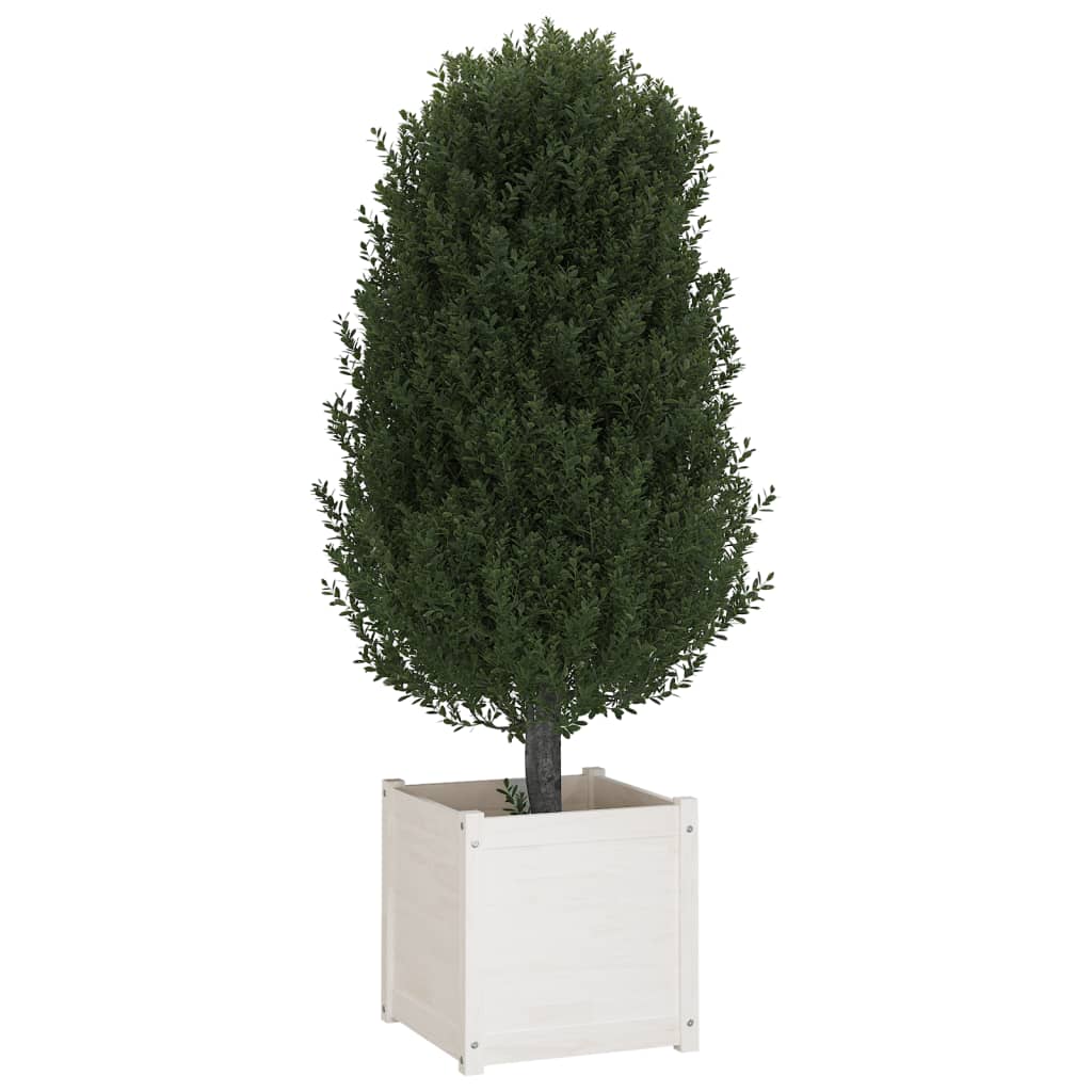 vidaXL Garden Planters 2 pcs White 19.7"x19.7"x19.7" Solid Wood Pine