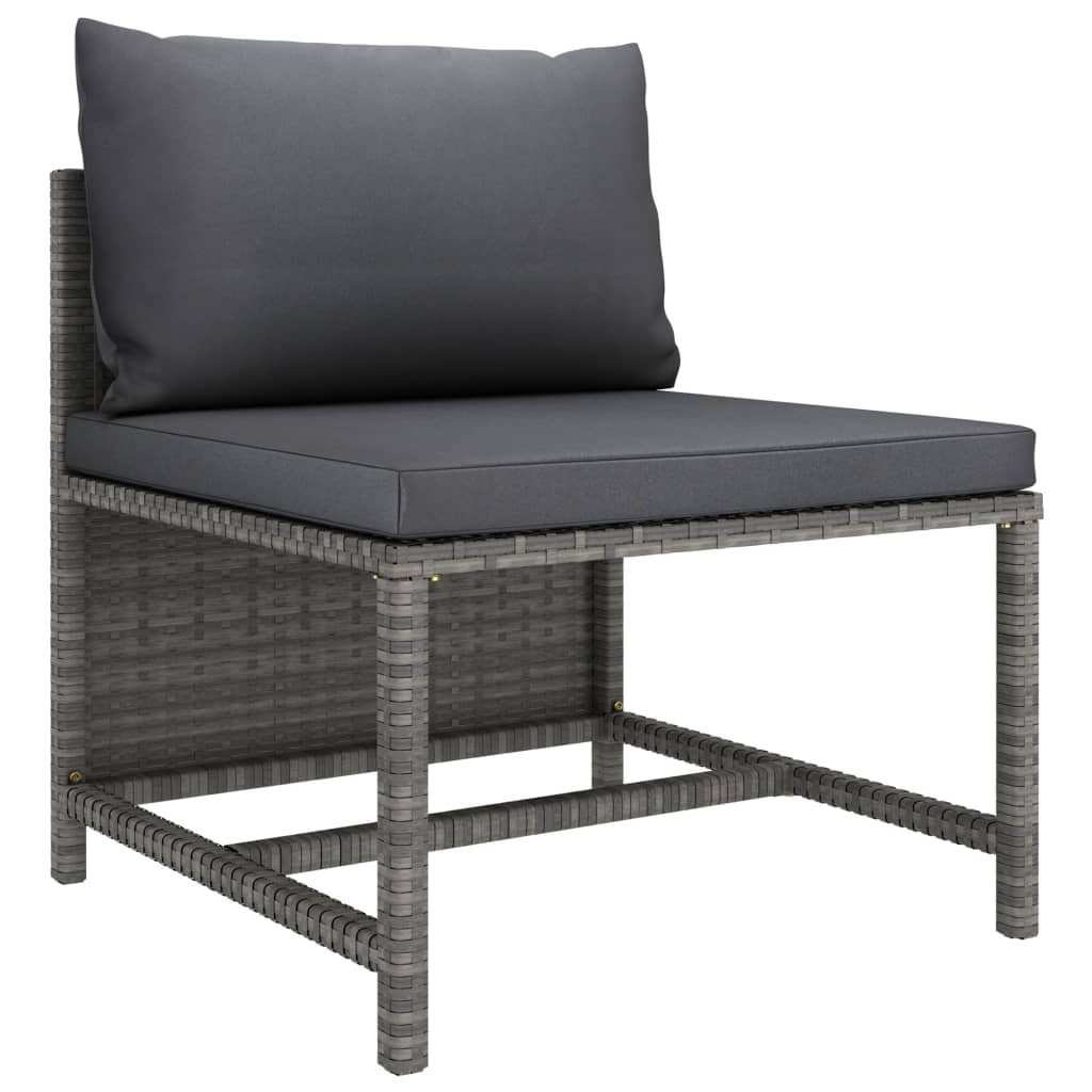 vidaXL 7 Piece Patio Lounge Set with Cushions Poly Rattan Gray