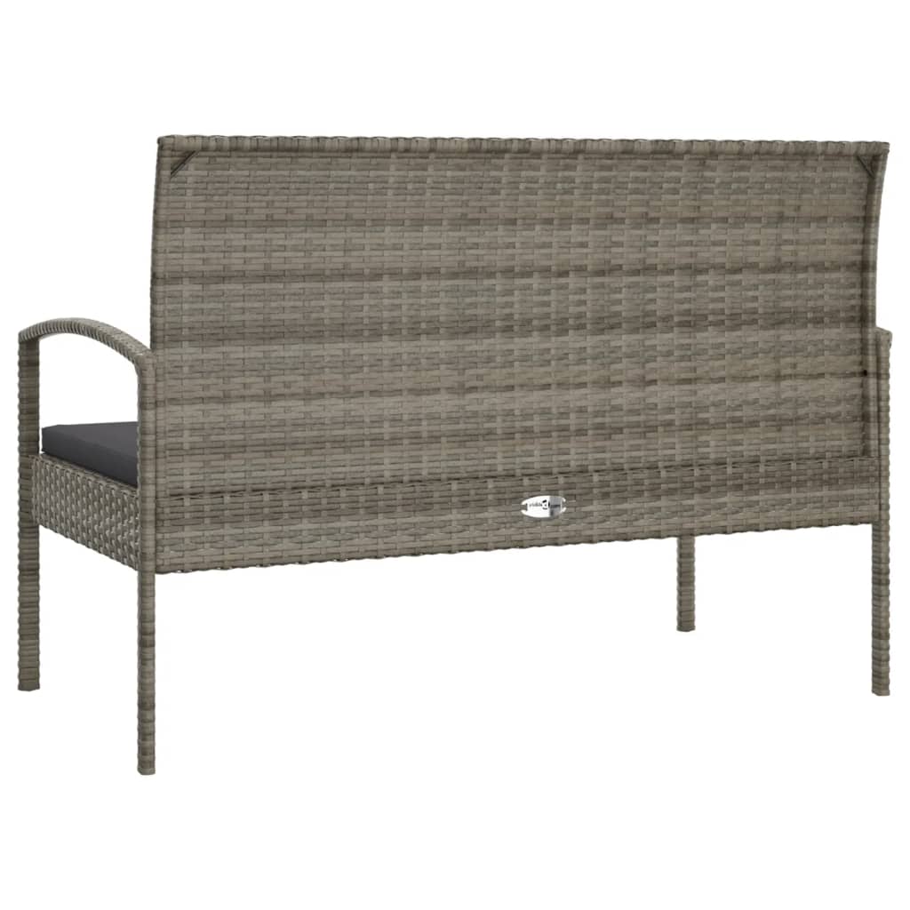 vidaXL Patio Bench with Cushion Gray 41.3" Poly Rattan