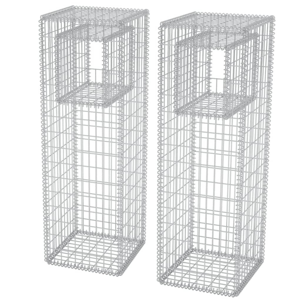 vidaXL Gabion Basket Posts/Planters 2 pcs Steel 19.7"x19.7"x63"