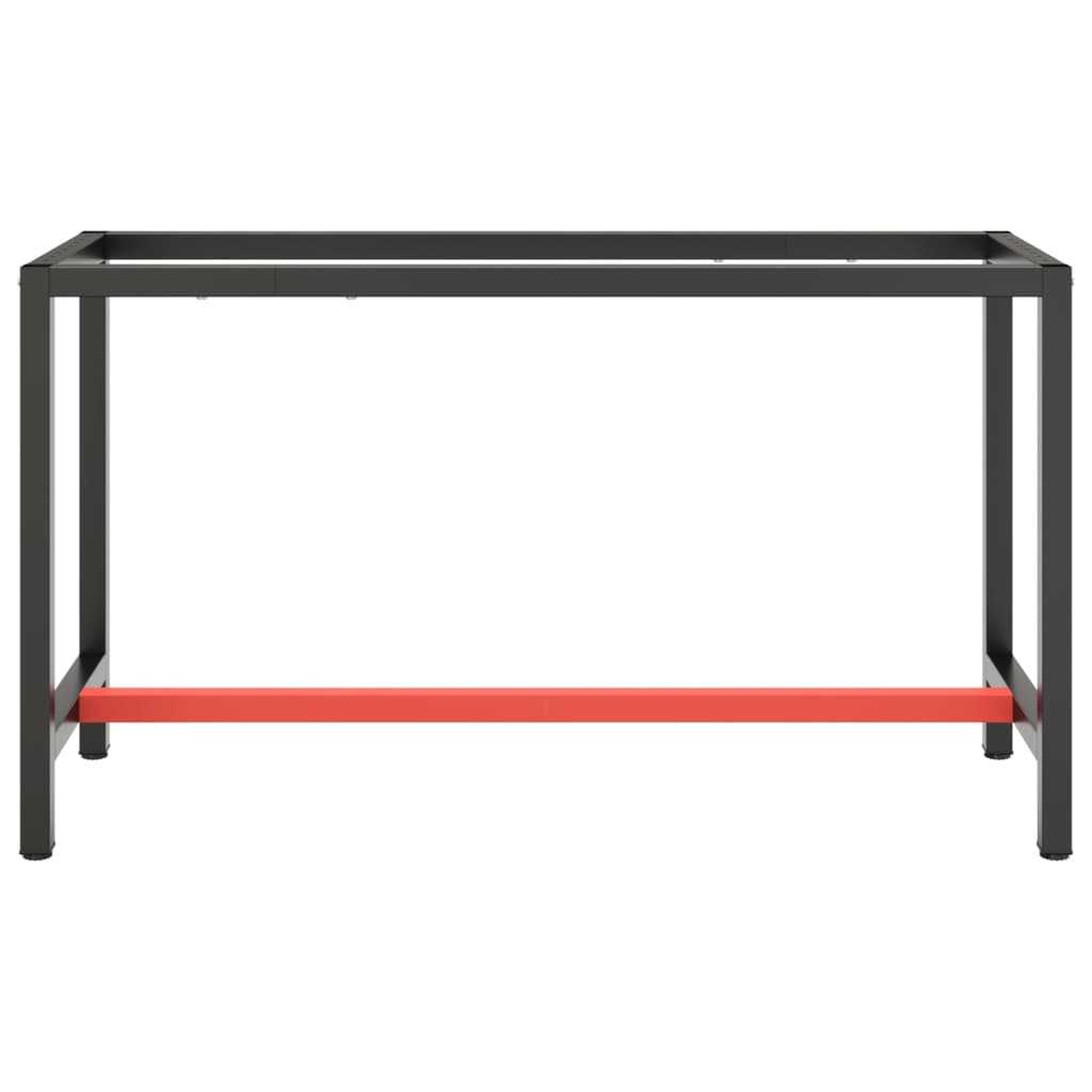 vidaXL Work Bench Frame Matte Black and Matte Red 55.1"x19.7"x31.1" Metal