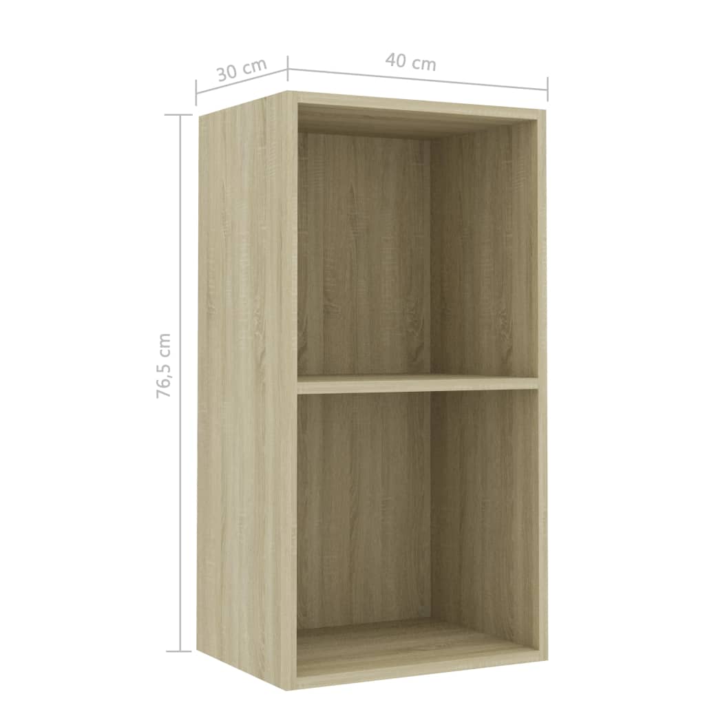 vidaXL 2-Tier Book Cabinet Sonoma Oak 15.7"x11.8"x30.1" Chipboard
