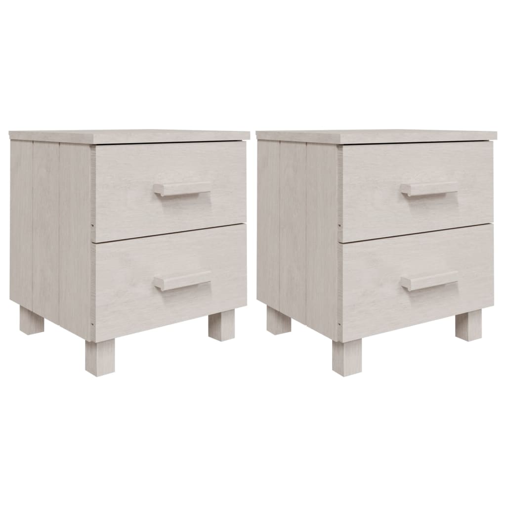 vidaXL Bedside Cabinets HAMAR 2 pcs White 15.7"x13.8"x17.5" Solid Wood