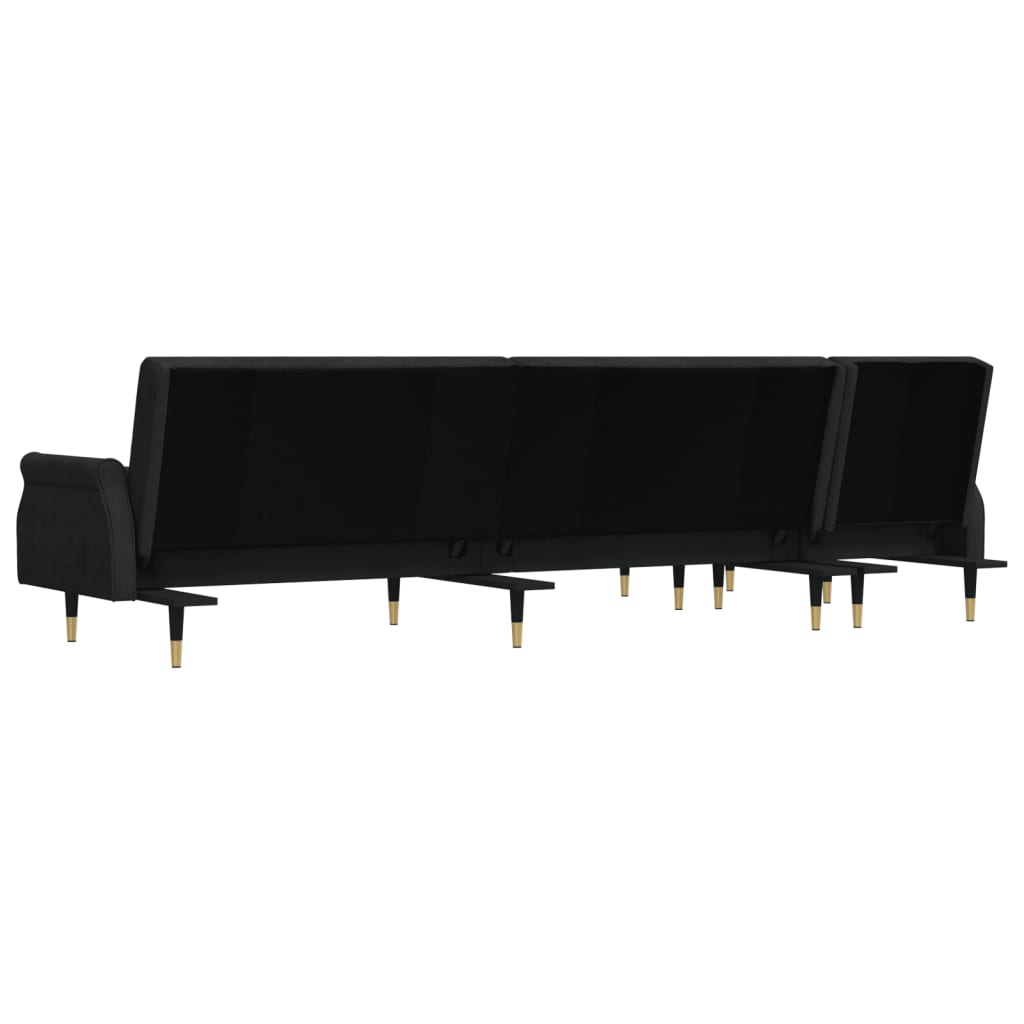 vidaXL L-shaped Sofa Bed Black 106.7"x55.1"x27.6" Velvet