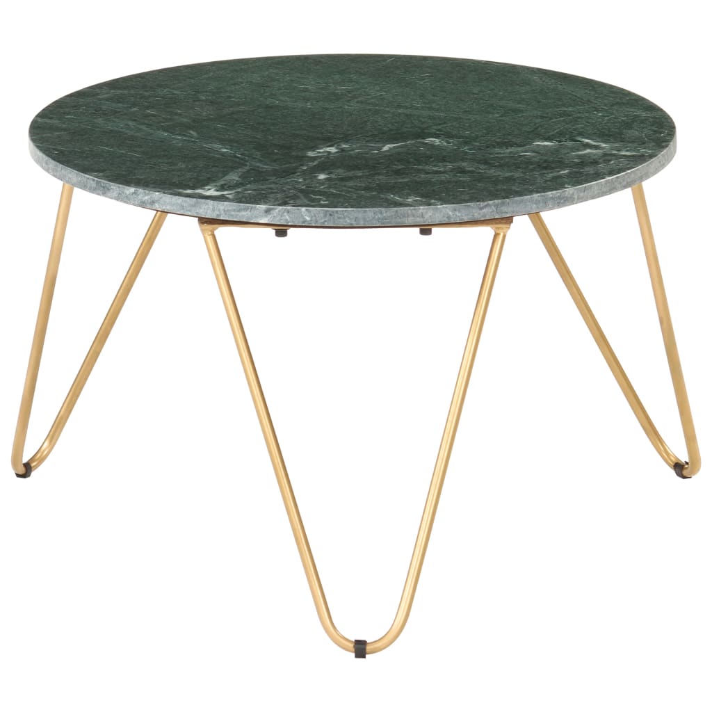 vidaXL Coffee Table Green 25.6"x25.6"x16.5" Real Stone with Marble Texture
