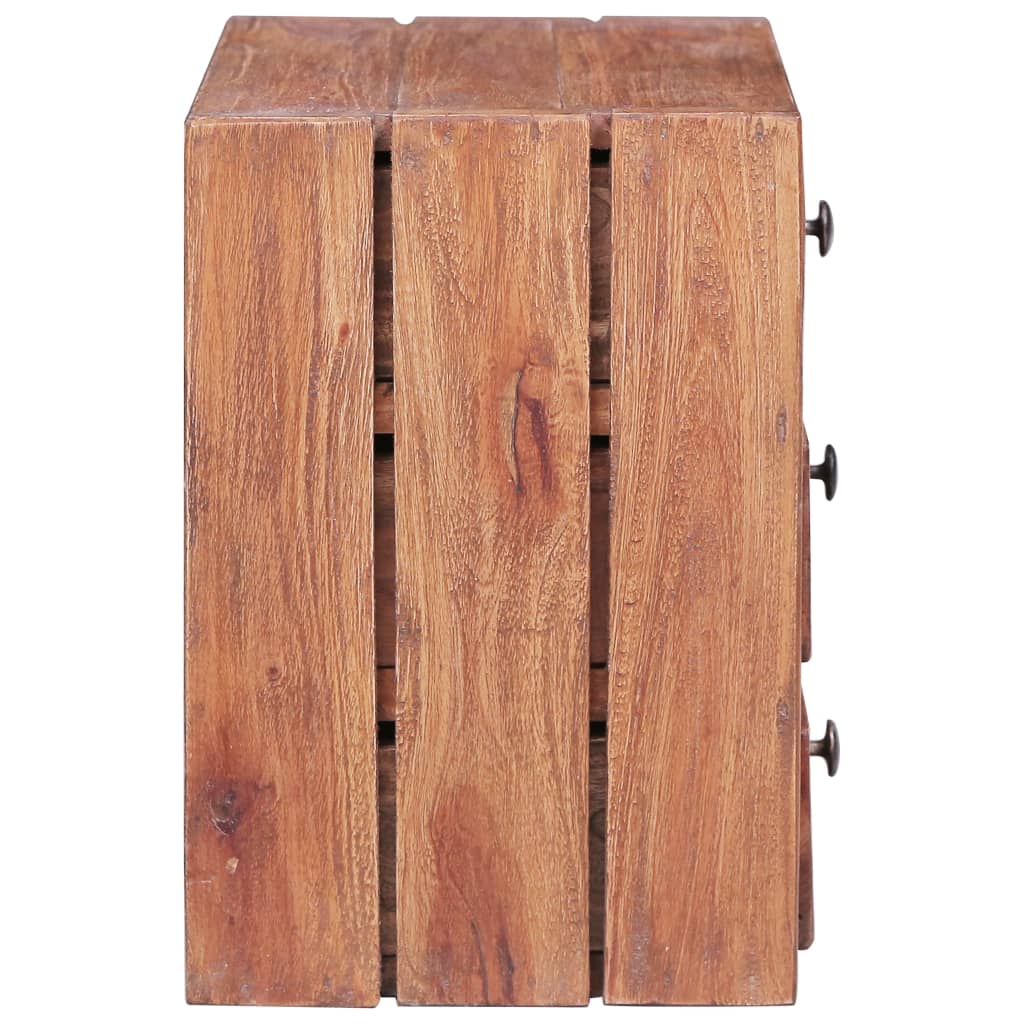 vidaXL Bedside Cabinet with 3 Drawers 13.8"x9.8"x13.8" Solid Reclaimed Wood