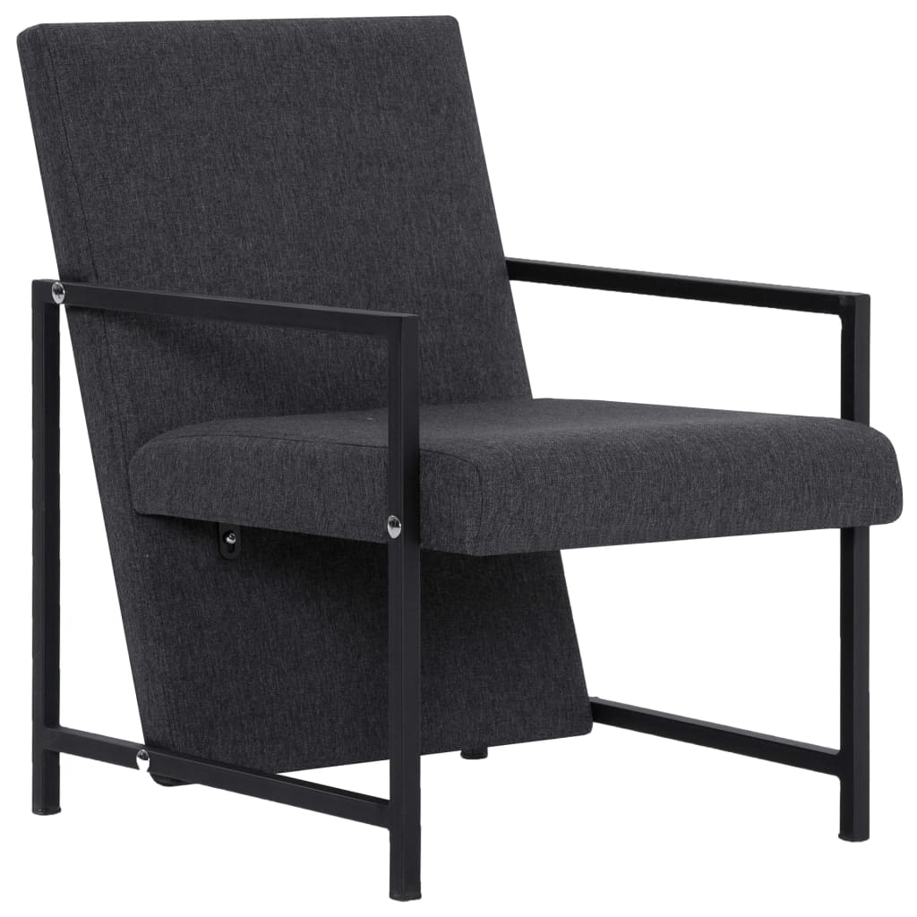 vidaXL Armchair with Chrome Feet Dark Gray Fabric