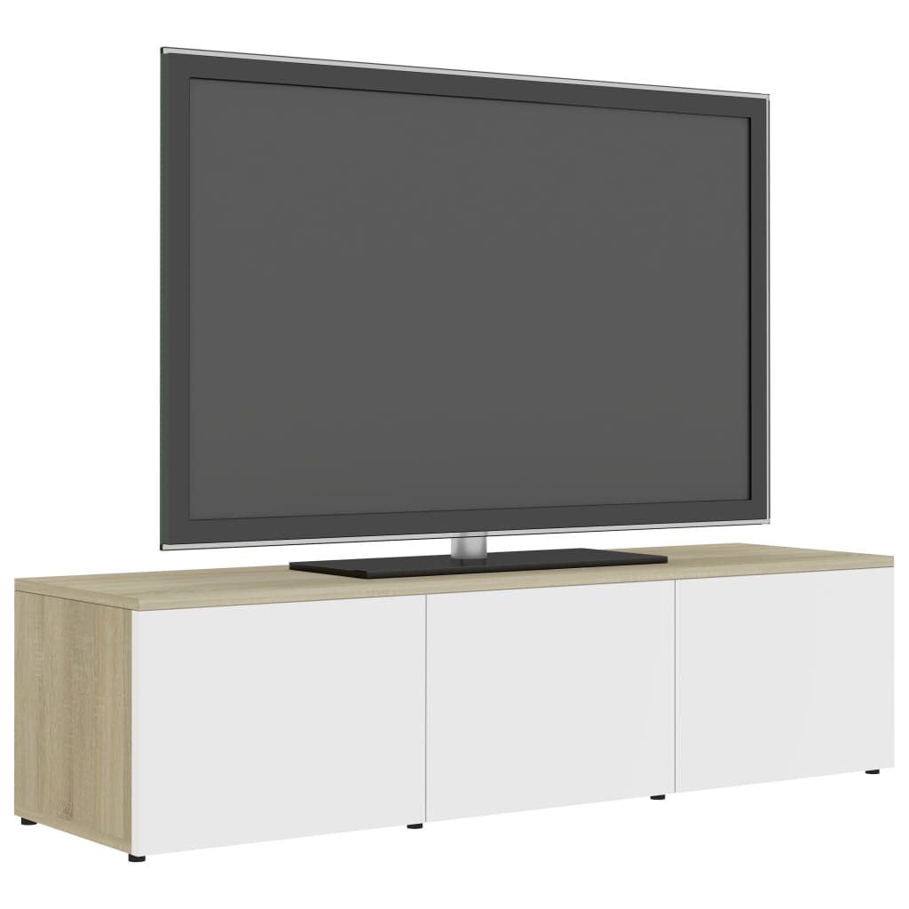 vidaXL TV Stand White and Sonoma Oak 47.2"x13.4"x11.8" Engineered Wood