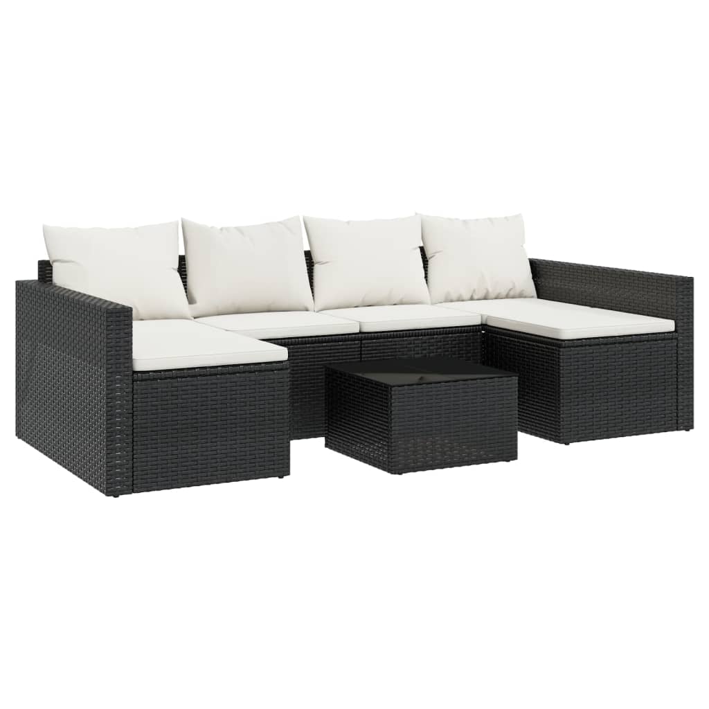 vidaXL 2 Piece Patio Lounge Set with Cushions Black Poly Rattan