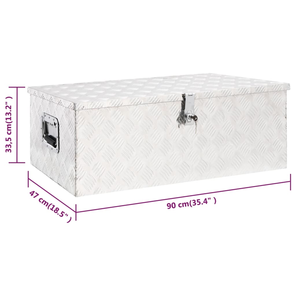 vidaXL Storage Box Silver 35.4"x18.5"x13.2" Aluminum